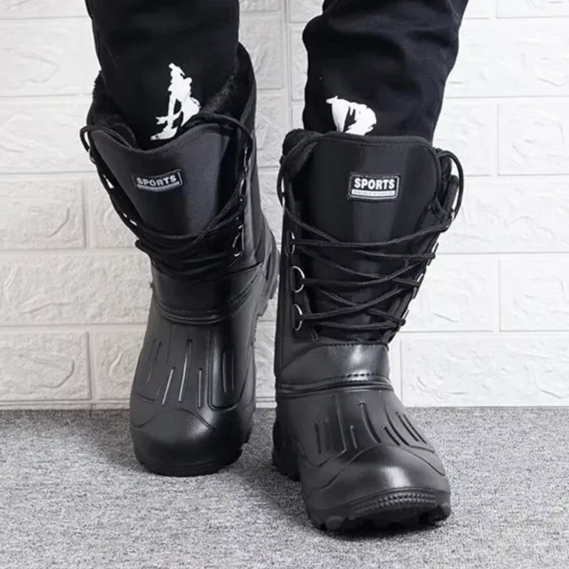 Winter Men's Waterproof Sneakers 2025 Outdoor Snow Boots for Men Thickened Warm Fishing Non-slip Hiking Boots Male Plus Size 46
