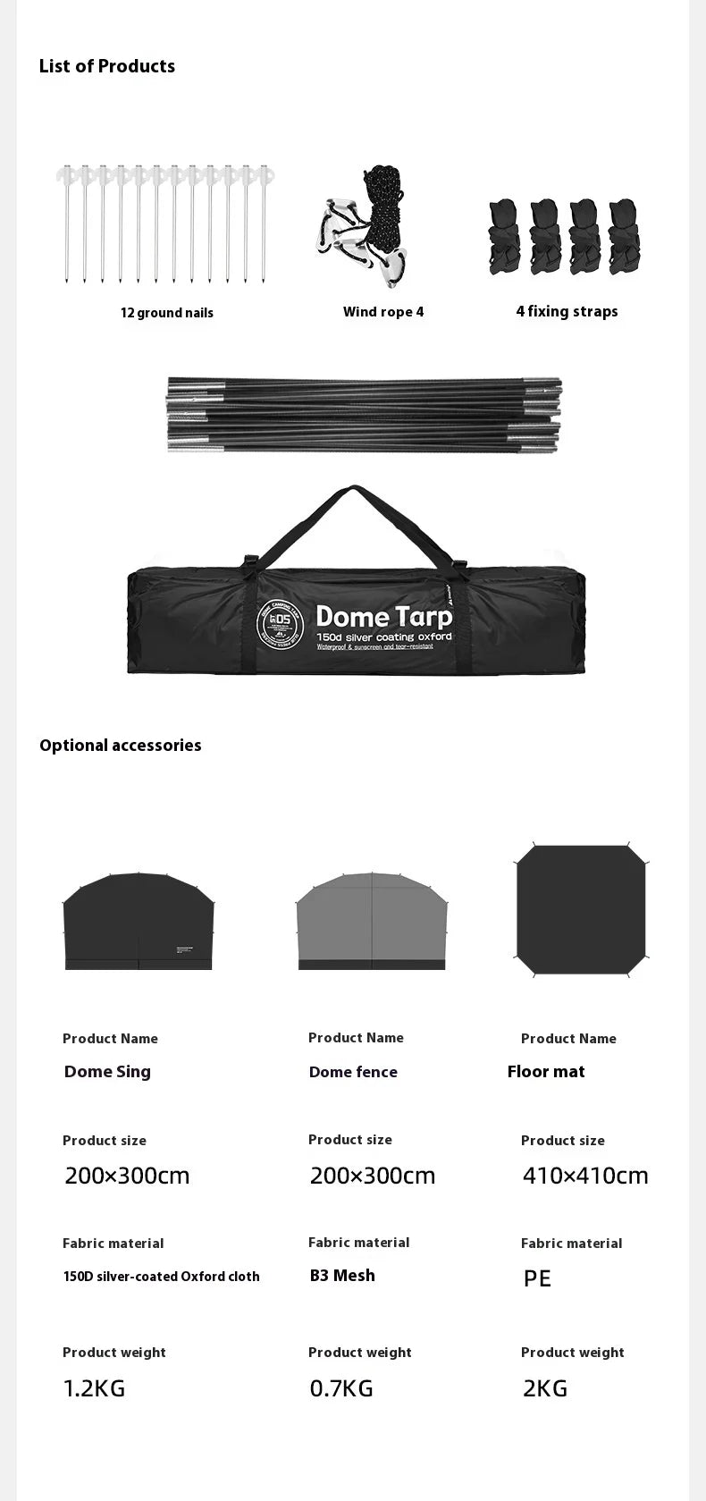 Mountain Fun Tent Outdoor Dome Canopy Oversized Awning Sun Protection Camping Equipment Camping Windproof Can Expand The Dome