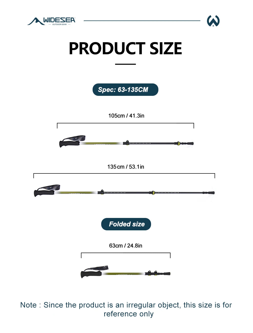 Widesea Trekking Poles 3section Telescopic Pole Carbon Installed Lock For Anti-slip Adjustment Portable Outdoor Walking Sticks