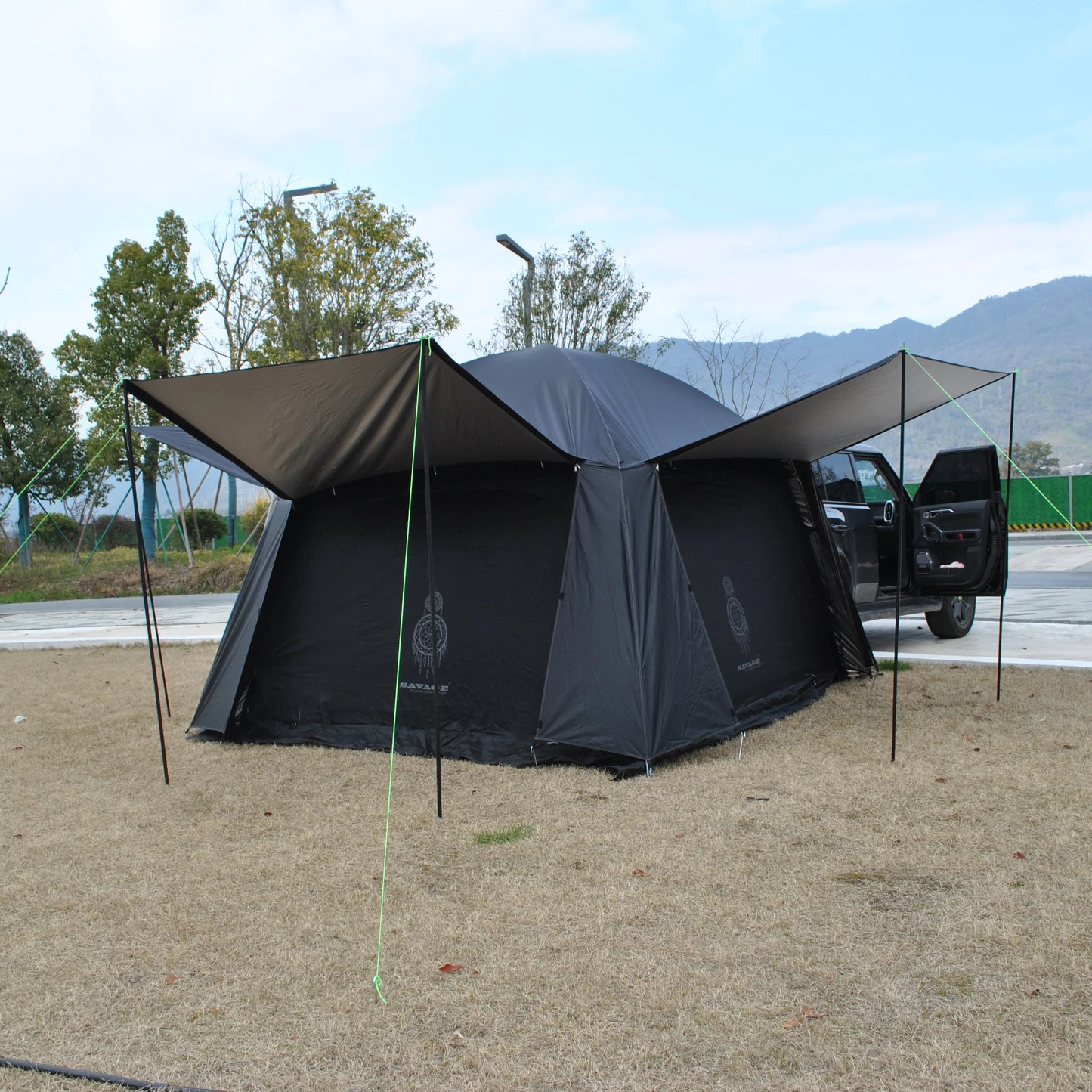 Tiple Layers SUV Tent Car Camping Car Tent - Tailgate Tent SUV Tents for Camping,4 Person Car Rear Tent, Car Tents with Canopy