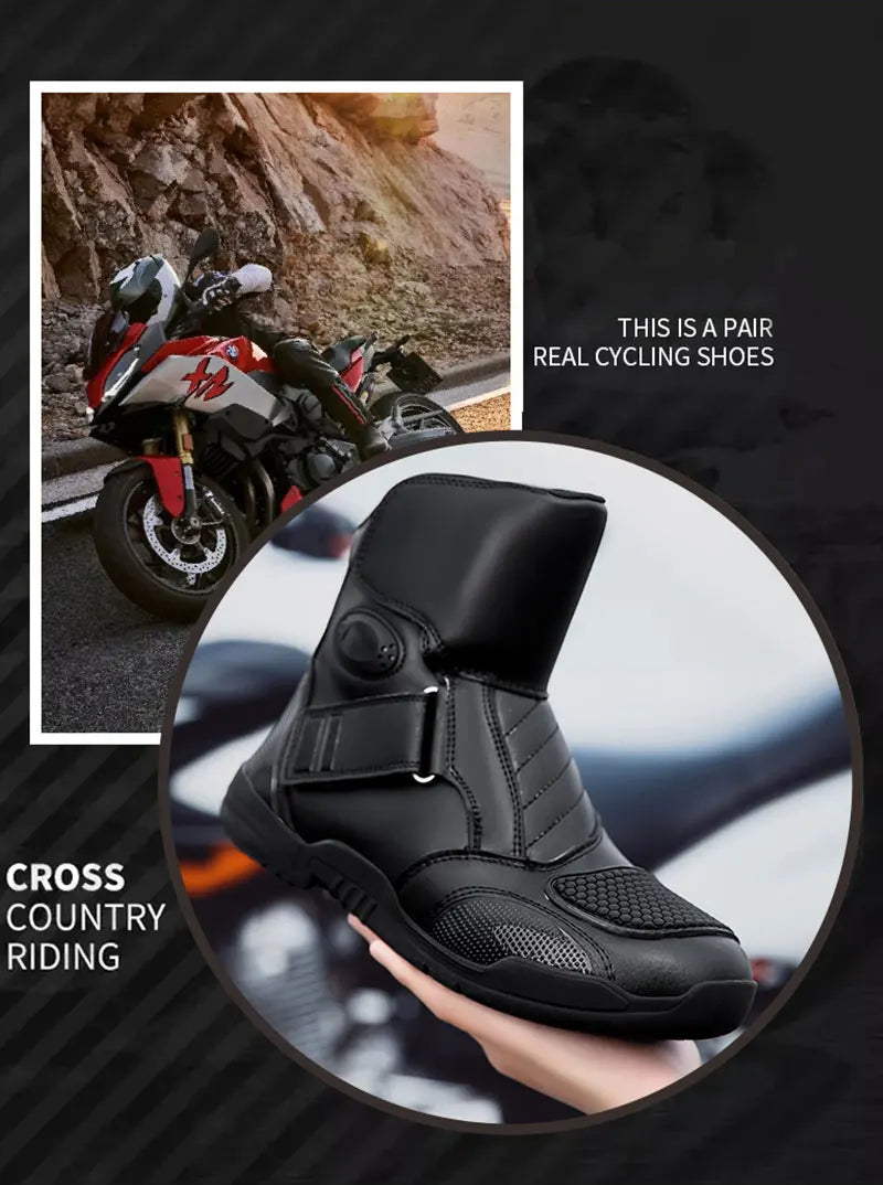 New Motorcycle Boots Men Waterproof Motocross Riding Boot Men's Motorbike Shoes Breathable Anti-slip Motos Protective Boots