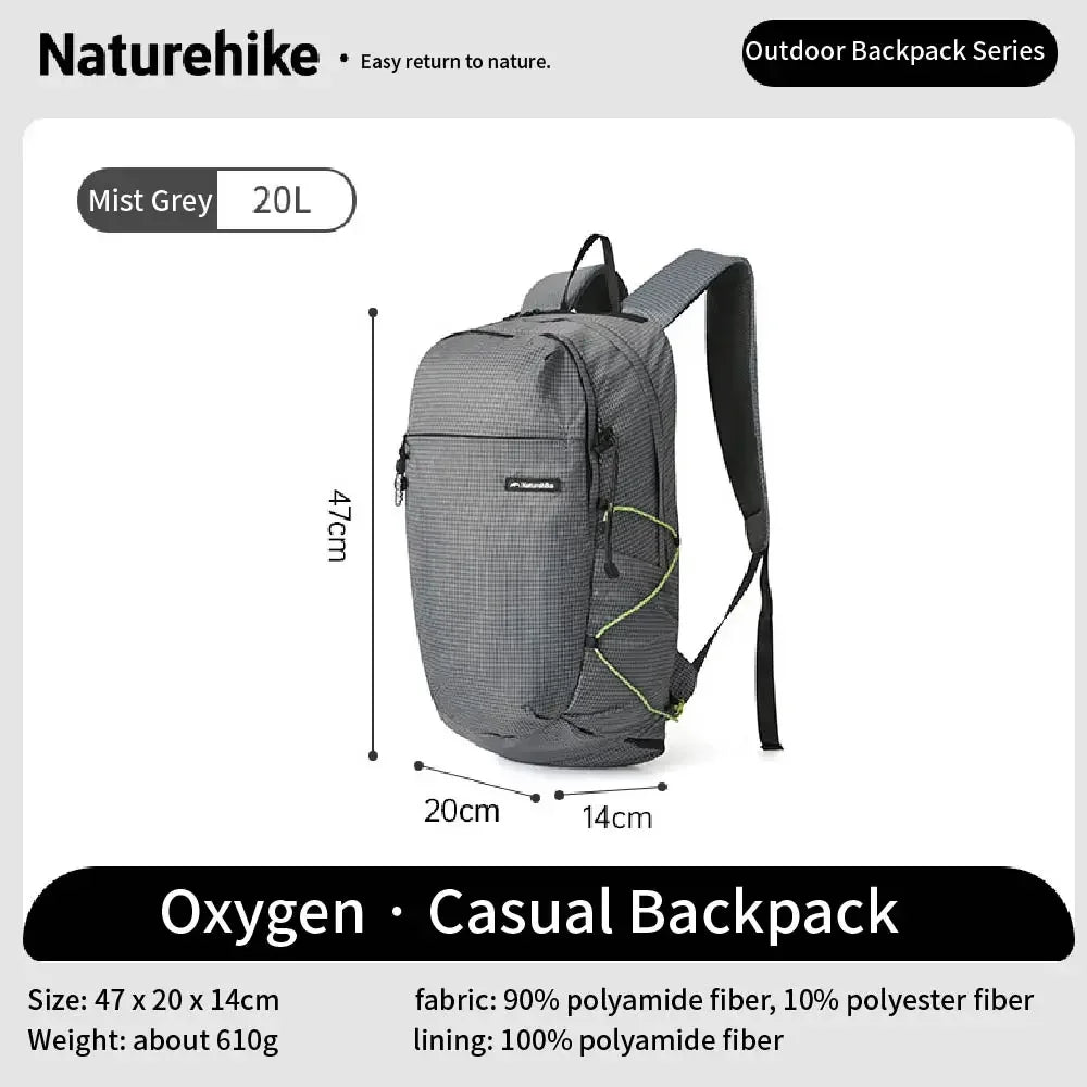 Naturehike Ultra-light Outdoor Hiking Backpack, 20 Liters Waterproof and Breathable, Suitable for Outdoor Camping Trips.
