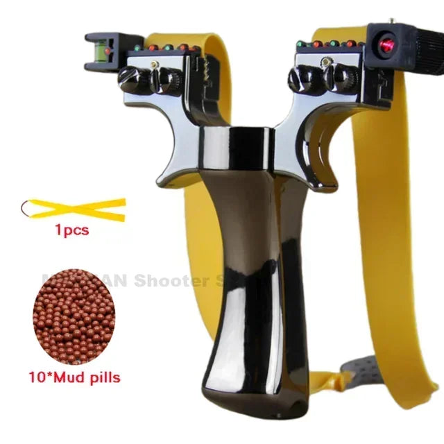 Powerful Laser Slingsshot Upgrade Outdoor Shooting Catapult Double Screw Quick Pressure Rubber Band Hunting Slingshot