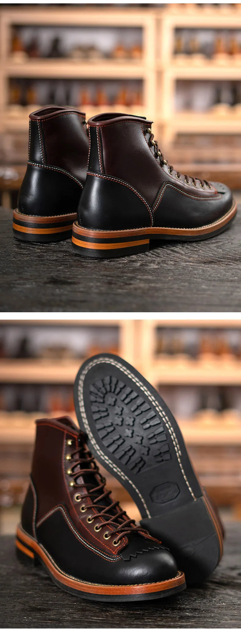 Motorcycle Boots Genuine Leather Motorbike Boots Ankle Casual Sneakers High Top Trekking Shoes Thick Soled Motorcycle Equipment