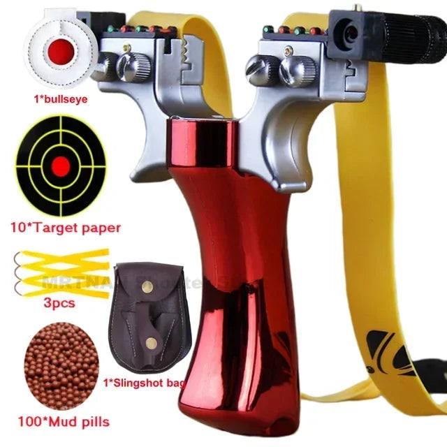Powerful Laser Slingsshot Upgrade Outdoor Shooting Catapult Double Screw Quick Pressure Rubber Band Hunting Slingshot