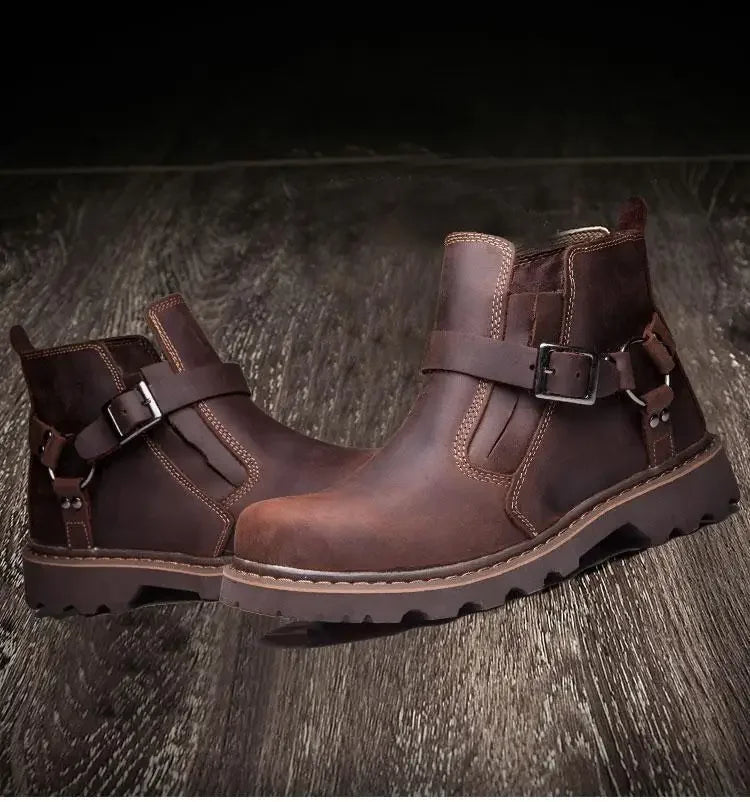 Retro leather boots for motorcycles durable men boots couple's short shoes motorcycle safety equipment motorcycle shoes