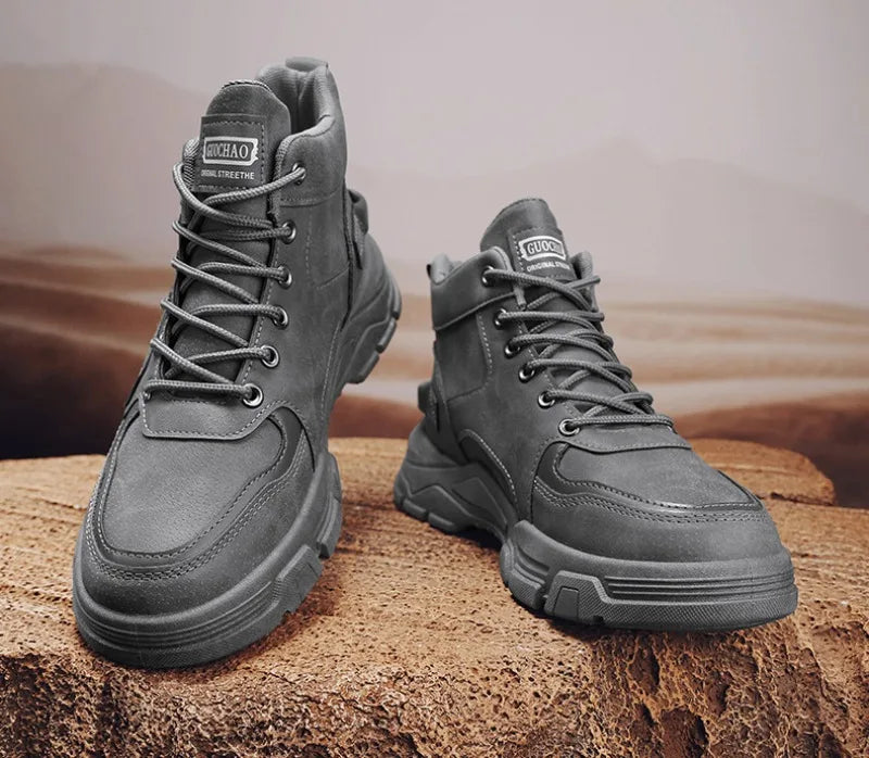 2024 Men's Boots Casual Shoes Winter Leather Designer Luxury Ankle Boots Platform Work Safety Shoe Sports Shoes Men's Boot Botas