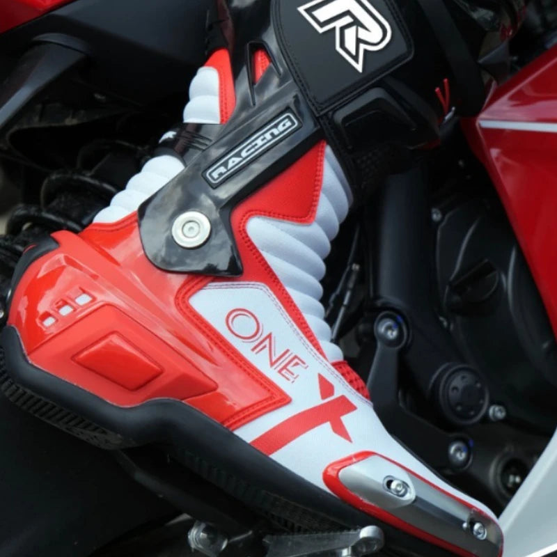 2PCS Motocross Boots Professional Protective Motorcycle Boots Motobots Windproof And Waterproof Men's Motorcycle Boots Motobots