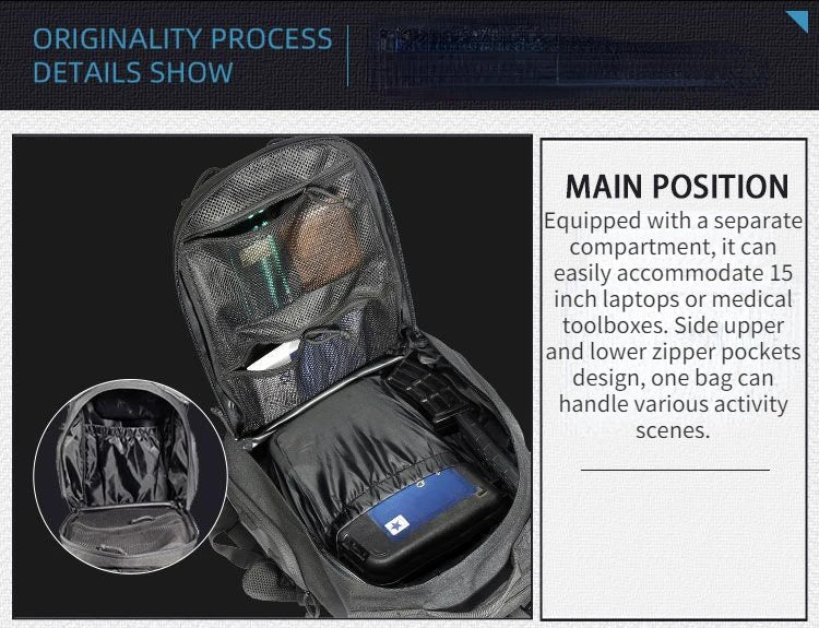 YAKEDA 40L Tactical Backpack for Men Camping Hiking Backpacks Outdoor Travel Bags Climbing Rucksack Bag