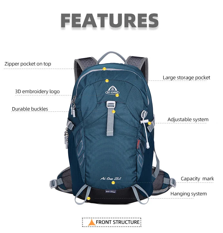 25L Sports Hiking Outdoor Backpack Camping Climbing Bag Nylon Multifunctional Bicycle Bike Bag Travel Shoulder Bag for Men Women