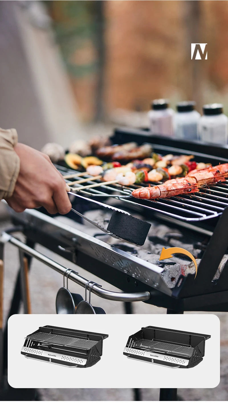 Naturehike Vertical Barbecue Rack Foldable Barbecue Charcoal Grill Stainless Steel Folding BBQ Grill For Outdoor Cooking Camping