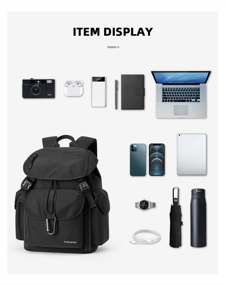 MOYYI Outdoor Waterproof Drawstring Men Women Travel Laptop Backpack Fashion Large Capacity Mountain Climbing Flip Rucksack