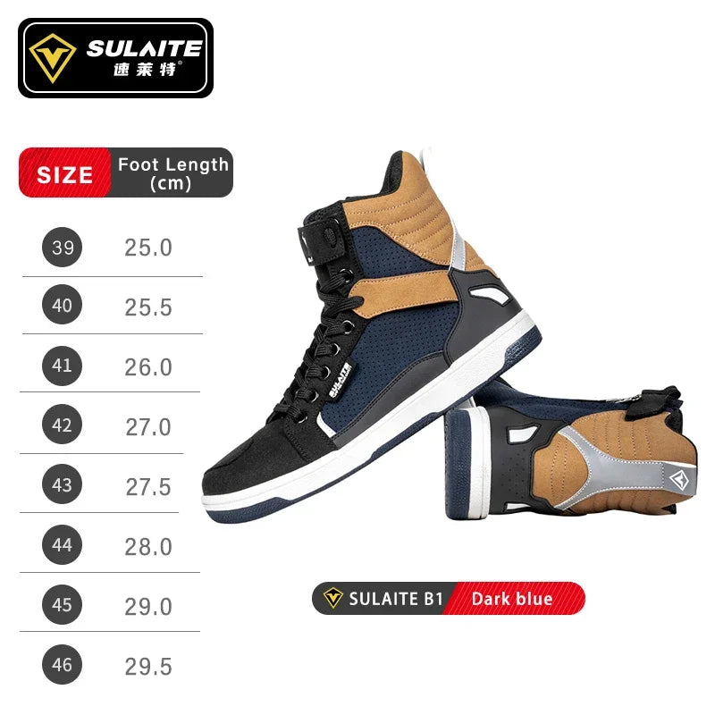 Men's Riding Motorcycle Boots Microfiber Leather Moto Motocross Summer Breathable Anti-fall Rider Road Casual Shoes