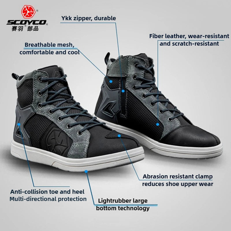 SCOYCO Motorcycle Boots Racing Shoes Men Windproof Motorcycle Travel Equipment Botas Moto Motocross Off-Road Racing Boots