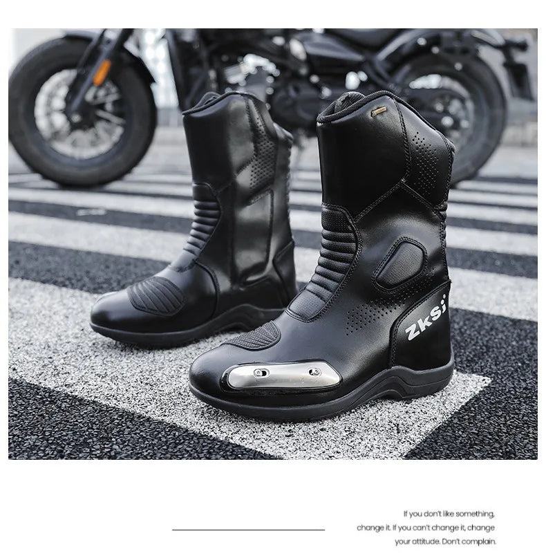 Motorcycle Shoes Full Leather Motocross Boots with Shifter Guard Cafe Boots Enduro Boots for Touring&hiking Moto Protection Gear