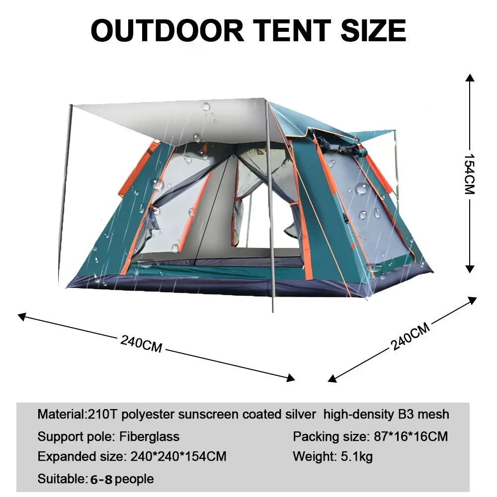 Goture Portable Outdoor Camping Tent 2-6 People Folding Automatic Tent Beach Fishing Family Travel  Park Anti-UV Shade