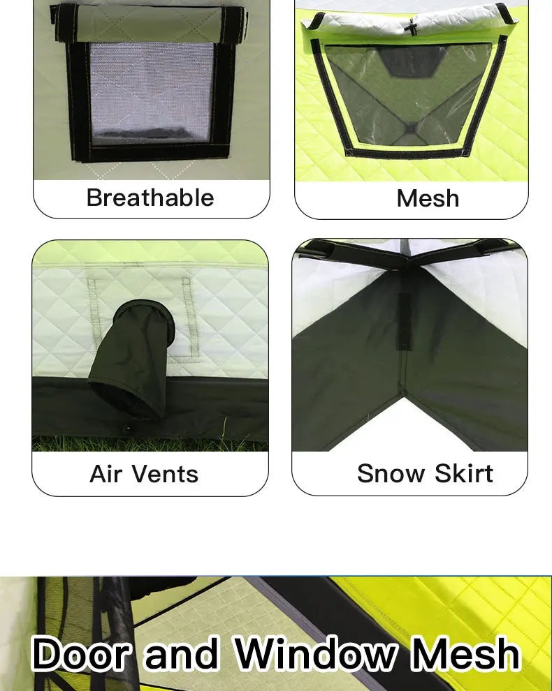 Winter Fishing Tent Ice Fishing Tent Cotton Clip Thick Insulation Windproof Snow Shelter Camping for 2-3 People Pop Up Tent