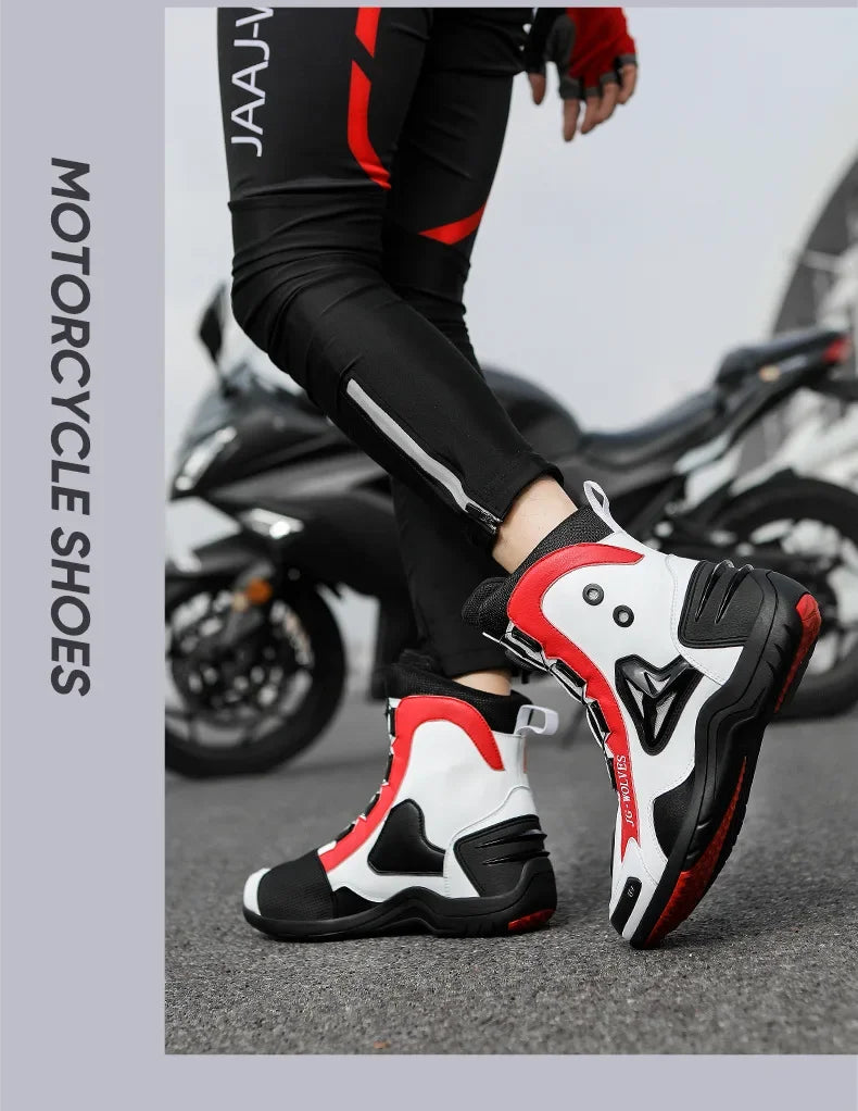 Non-slip  Motorcycle Protective Rubber Soles Boots Casual Motorcycle Boots Men's Leather Boots Motorcycle Riding Shoes
