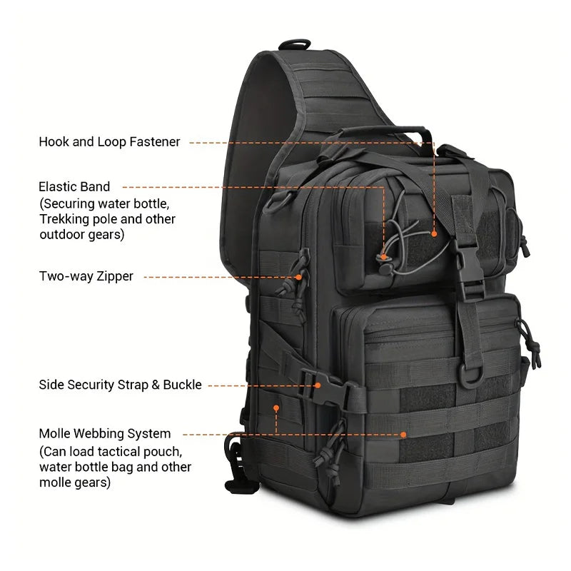 Tactical Sling Backpack Versatile Chest Bag Waterproof EDC Rucksack Bag for Outdoor Hiking Camping