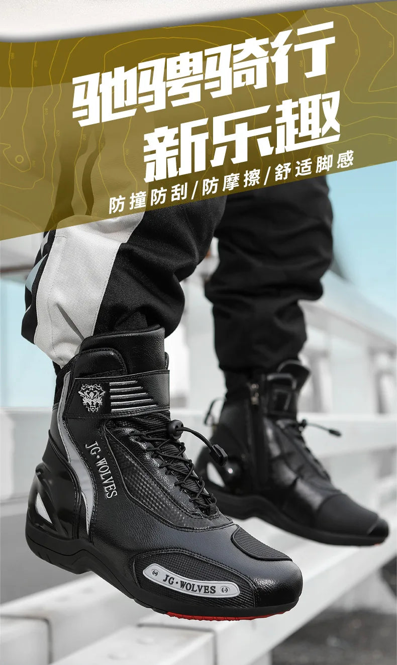 Motorcycle Shoes Men Off-road Adventure Motocross Low Boots  Retro Black Riding Shoes Rubber Sole Waterproof Motorcyclist Shoes