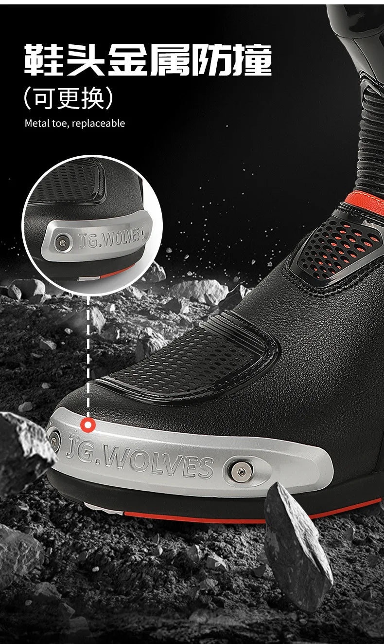 Professional Motorcycle Boots Anti-slip Mid-calf Long Ankle Off-road Racing Wear-resistant Motorcycle Rider Protective Shoes