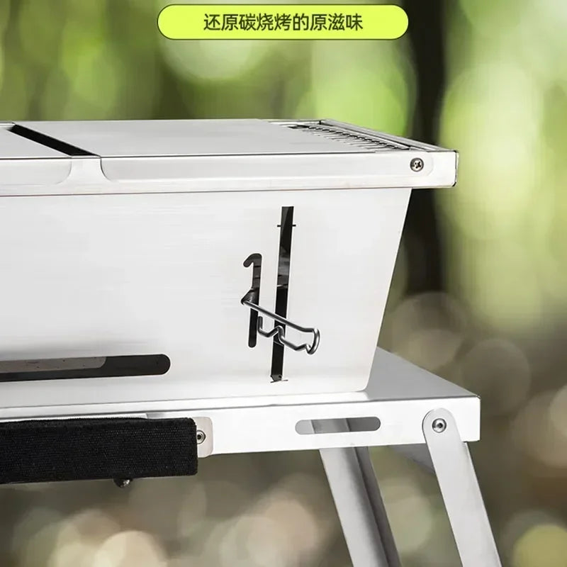 Commercial Folding BBQ Grills Portable Firewood Barbecue Utensils Cookware Brazier Charcoal Garden