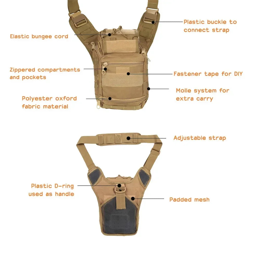 Large Hunting Sling Backpack EDC Tactical Shoulder Bag Molle  Chest Pack Waterproof Outdoor Camping Trekking Camera Pack