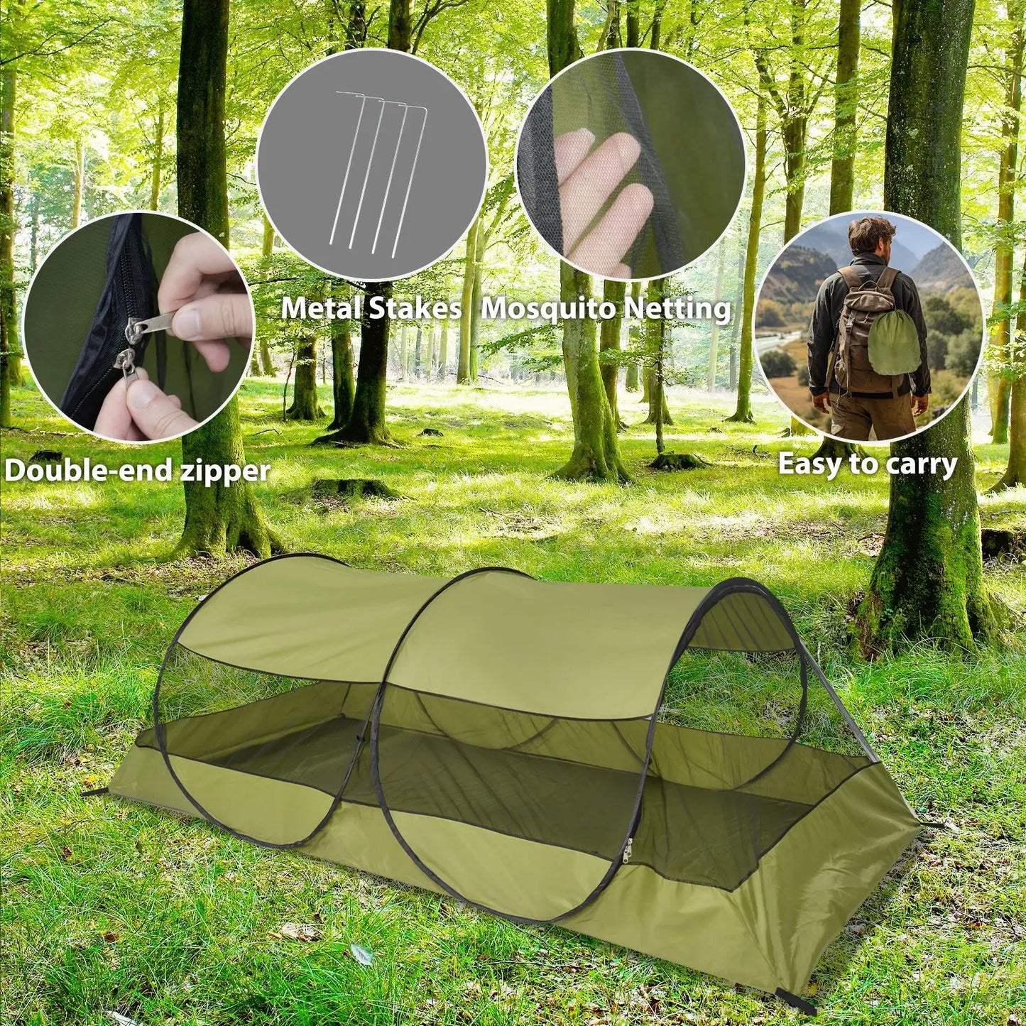 Foldable Mosquito Net Tent Without Installation, Portable Ultra Light Sun Protection Automatic Tent,Outdoor Camping,Travel Parks