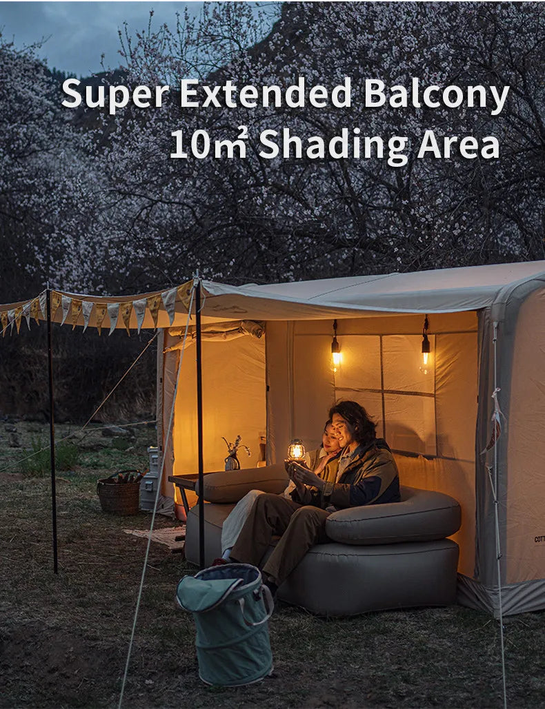 Naturehike Air Cabin Tent Inflatable Wall Camping Tent for 2-4 Person Family Group Travel Camping House Two Rooms Aluminum Alloy