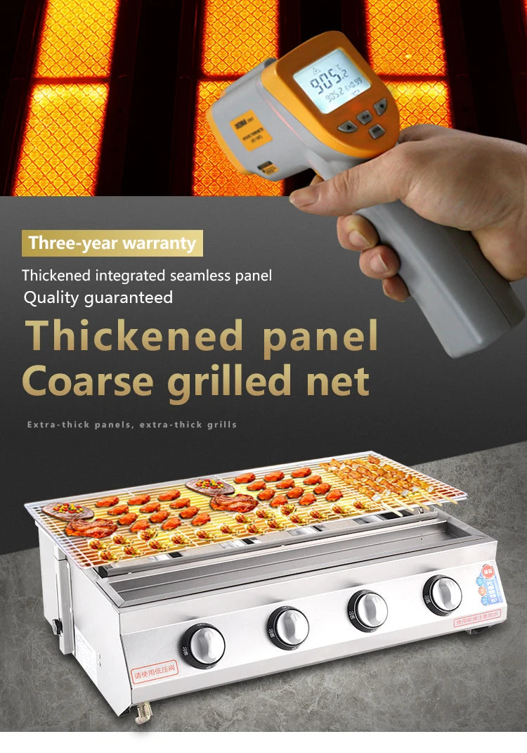 Supplier Stainless Steel Portable BBQ Gas Grill for Outdoor Camping and Restaurant Use