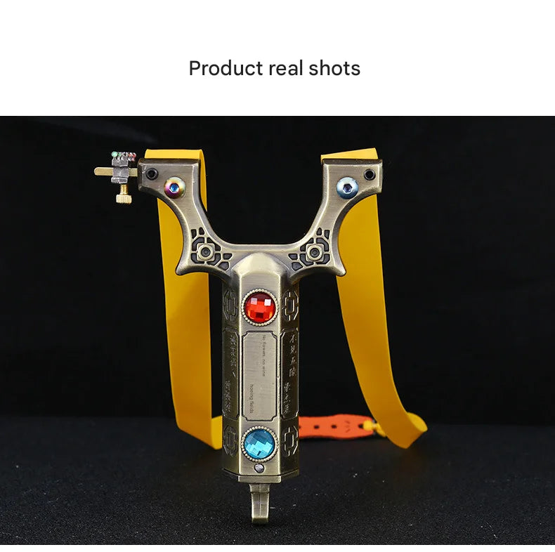 Powerful Alloy Slingshot Outdoor Hunting and Shooting Catapult High Precision Practical Quick Pressure Rubber Band Sligshot