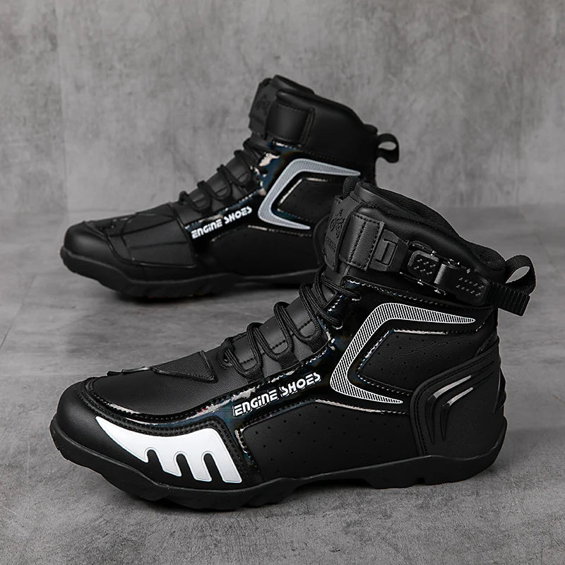 Men Motorcycle Boots Breathable Anti-fall Riders Motorbike Shoes TPU Protection Anti Slip Men's Motocross Bike Riding Boot