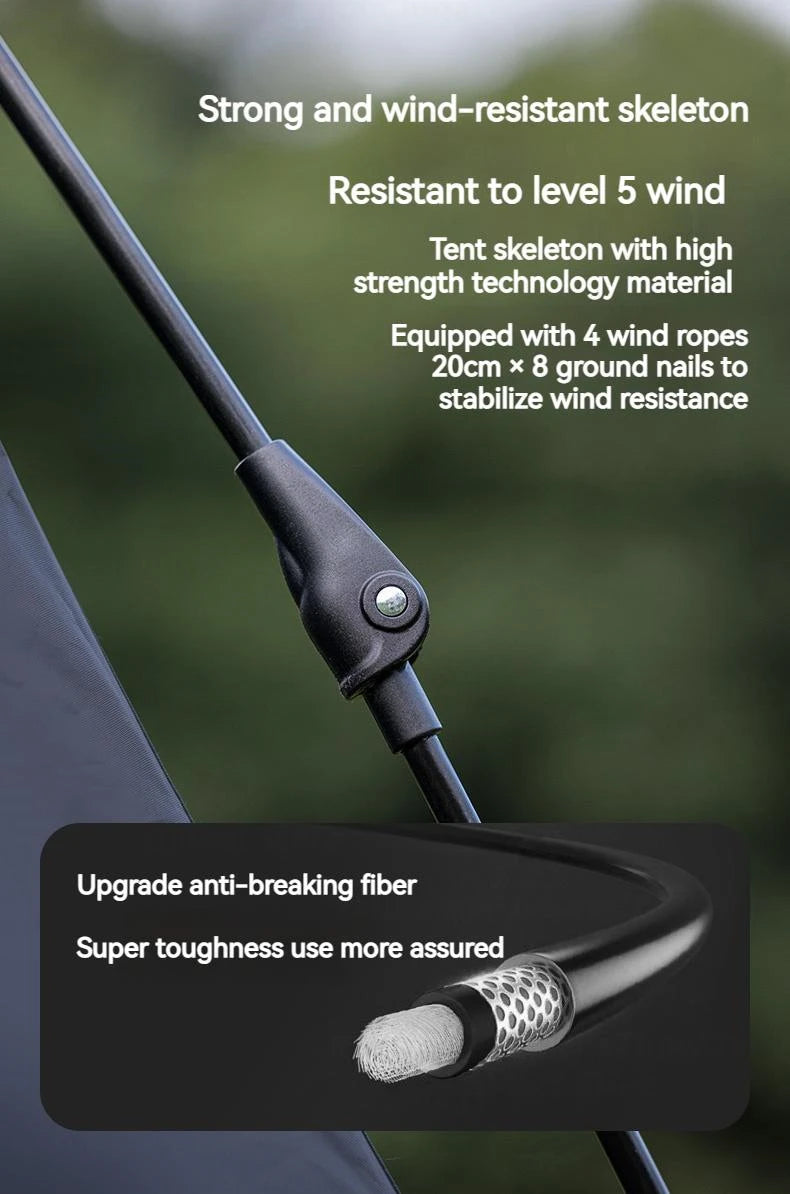 Naturehike BLACKDOG Automatic One-touch Tent Quick Open Two Door Four Window Camping Outdoor Black Coated Waterproof Thickened