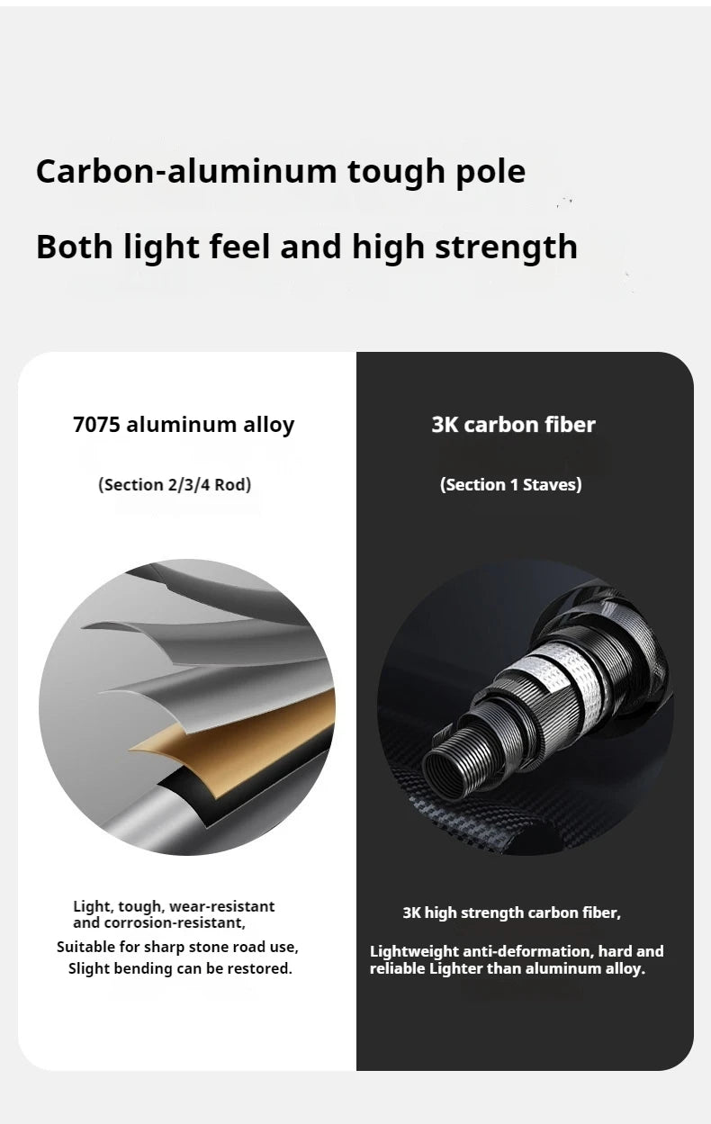 Naturehike Outdoor Alpenstock Carbon 4-sections Foldable Aluminum Alloy Ultralight Trekking Pole Adjustable Hiking Walking Stick