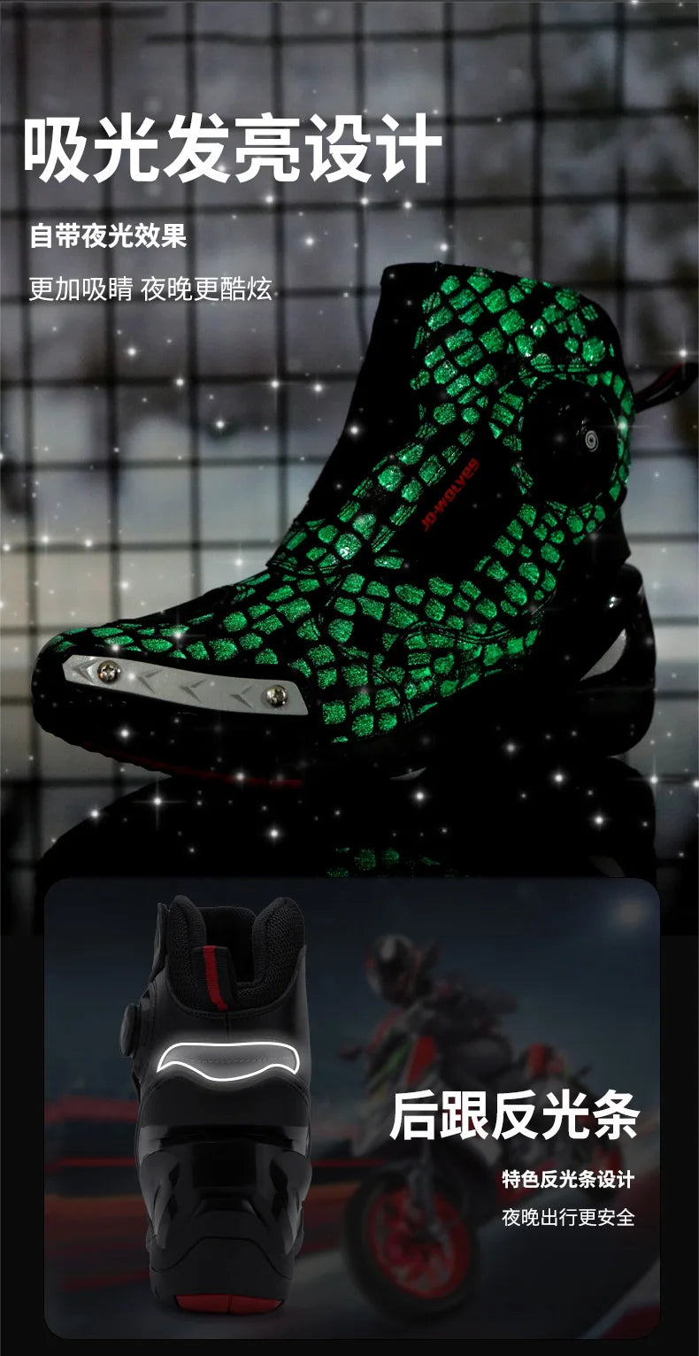 Retro Men Motocross Boots Waterproof Urban Riding Shoes Black Leather Motorcyclist Boots Wear-resistant Motorcycle Racing Shoes