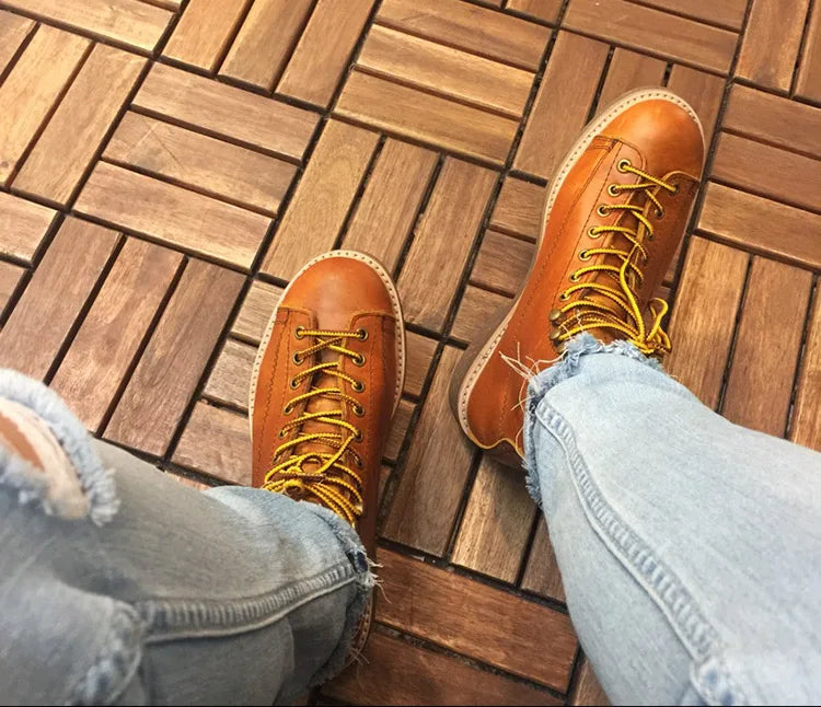 Mens British Wind Retro Boots Motorcycle Short Boots Men's Leather Boot Casual Work Shoes Men Women's Tide Chelsea Boots