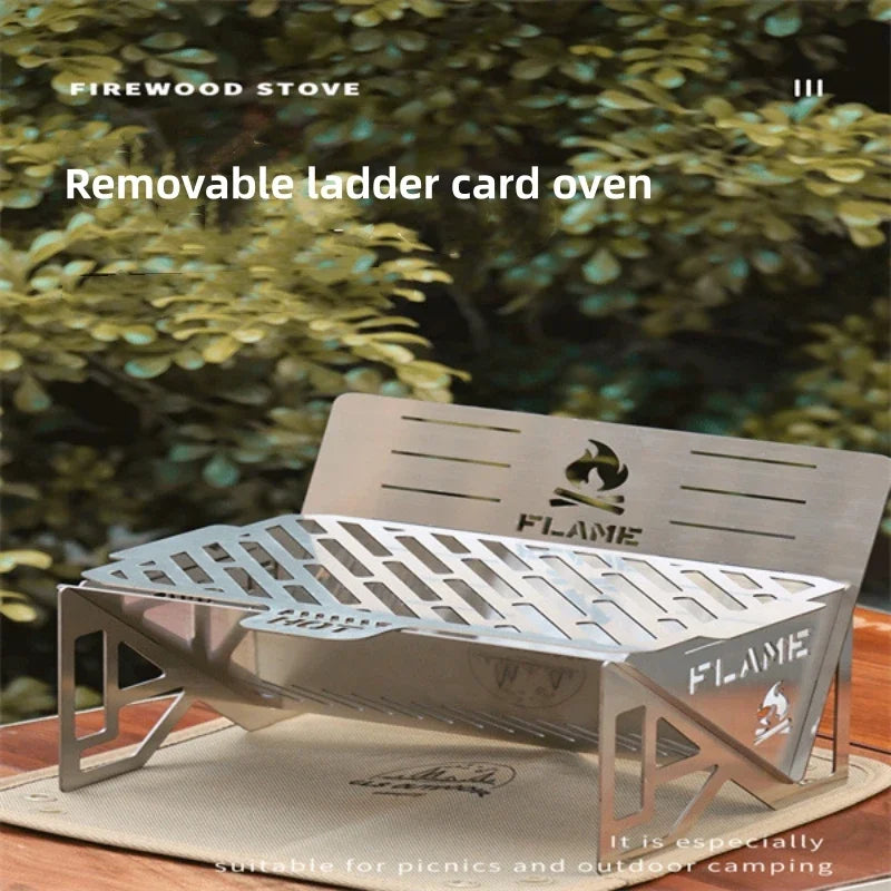 Outdoor Removable Barbecue Grill Ultra Lightweight Grill Mini Camping Stove Stainless Steel Firewood Stove