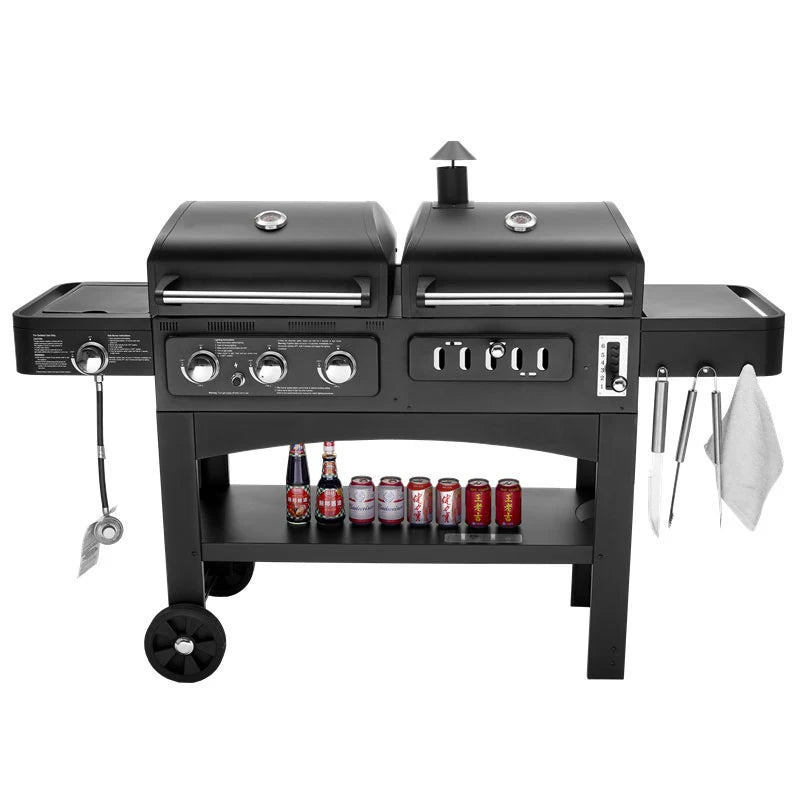 Outdoor Barbecue grill Charcoal Gas Comb BBQ Grill American family party  Machine courtyard gas and carbon dual-use bbq