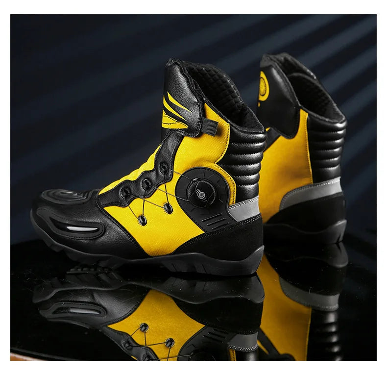 37-48 Motorcycle Boots Non-Slip Studded Boots Leather Enduro Motorcycle Boots Men's Biker Boot Four Seasons Riding Racing Shoes