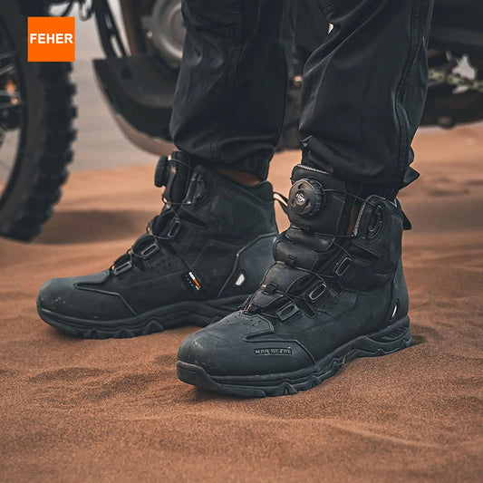 FEHER Motorcycle Boots BOA System CE Level 2 Foot Protection Hiking Shoes Waterproof All Season for Rider and Wilderness Climber