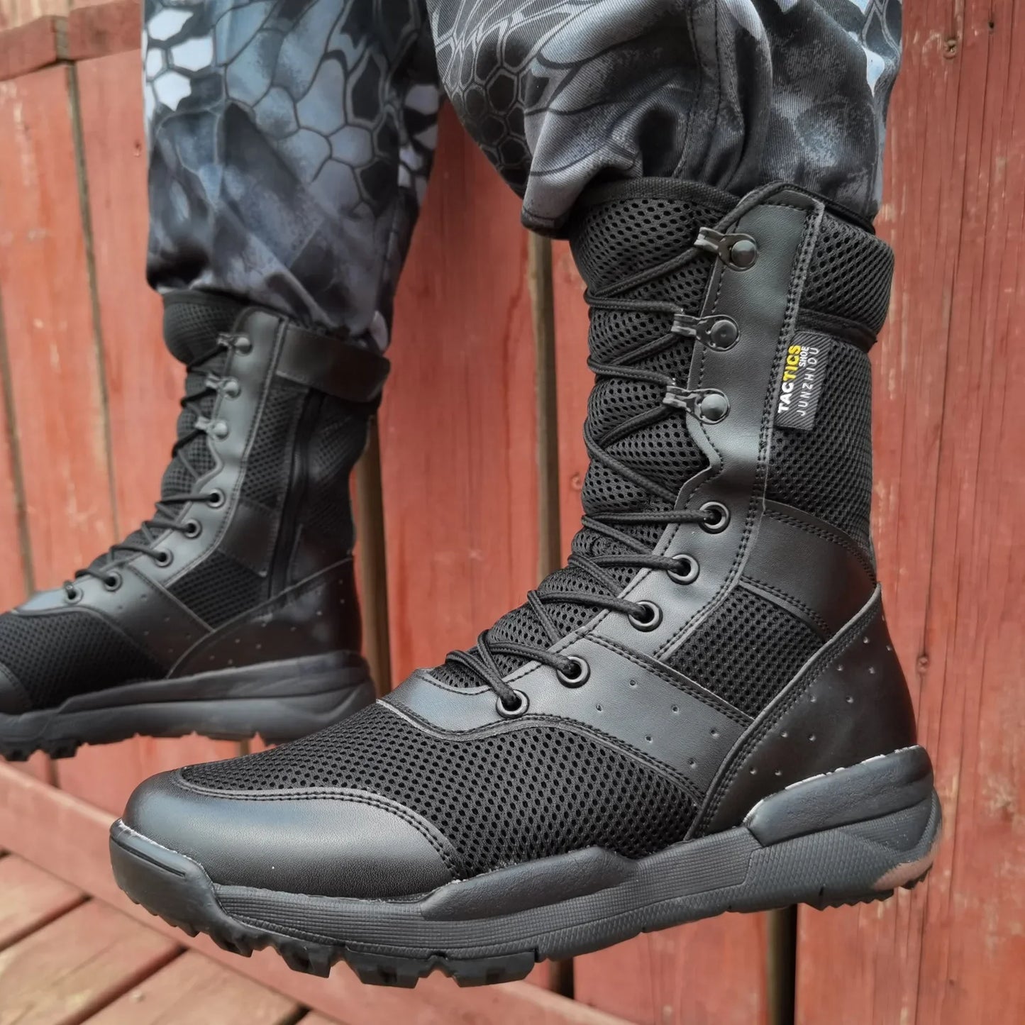 Waterproof Lace Up Tactical Boot Fashion Mesh Motorcycle Men's Work Shoes 47 48 Light Men Combat Ankle Boots