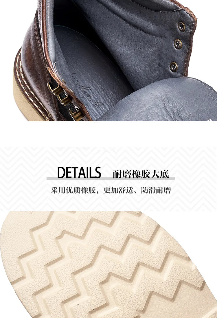 Motorcycle Riding Boots Short Face British High Top Leather Boots Retro Short Boots Velvet Style Casual Workwear Shoes