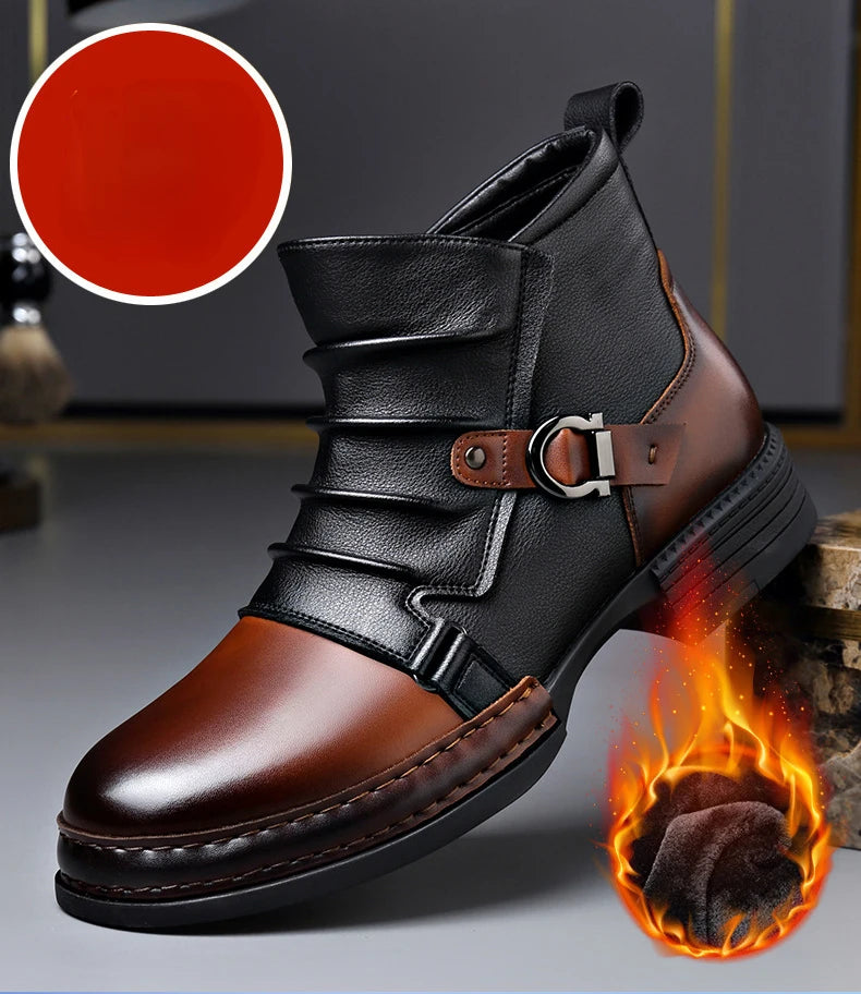 Autumn Winter Retro Ankle Boots for Men Fashion Casual Size Zipper Motorcycle Boots Man New Designer Warm Platform Shoes Male