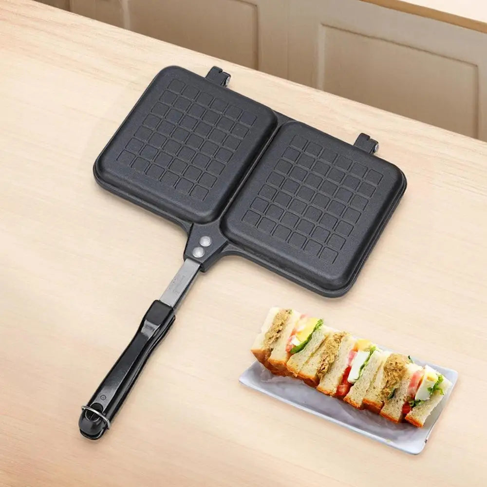 Toasted Sandwich Maker Double Panel Stove Hot Sandwich Maker With Handle Bread Toaster Non-Stick Frying Pan Stove Grill Pan