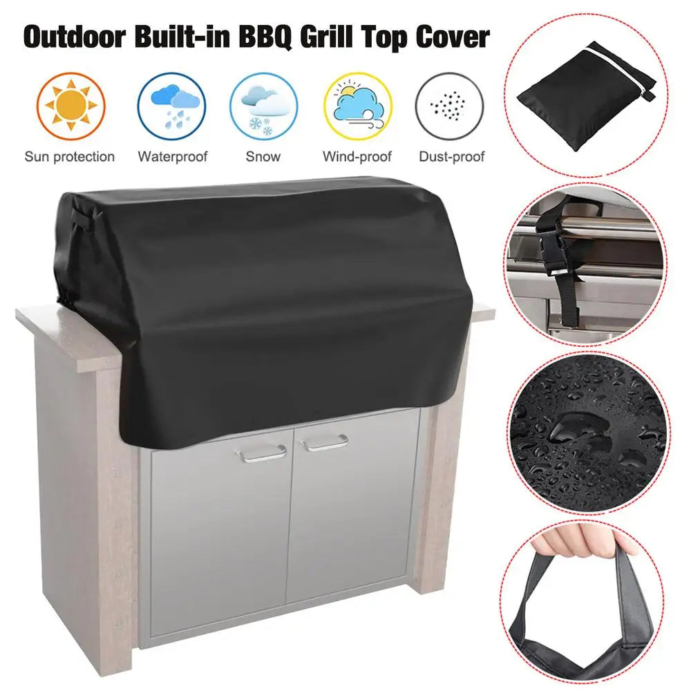 Waterproof Windproof Grill Covers For Built-In Barbecue Grill Top With Waterproof Coating Outdoor BBQ Grill Top Windproof Covers
