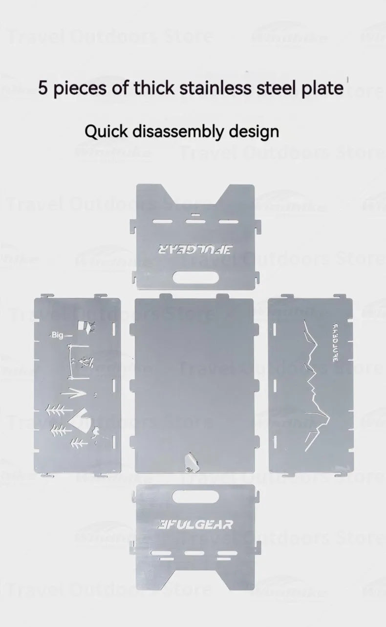 3F UL GEAR Camping Folding Firewood Stove All-In-One Style Tabletop BBQ Furnace 2.2kg Ultralight Outdoor Cooking Equipment Oven