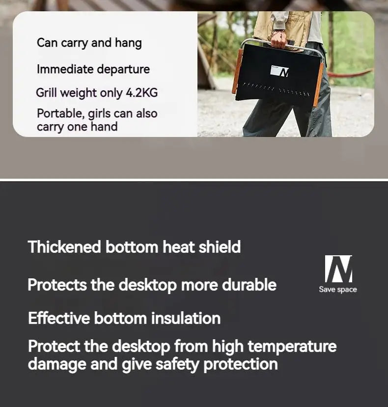 Naturehike Outdoor Portable Folding BBQ Grill Camping Enamel Charcoal Stove Ultralight Travel Picnic 4-8 Person Barbecue Stove