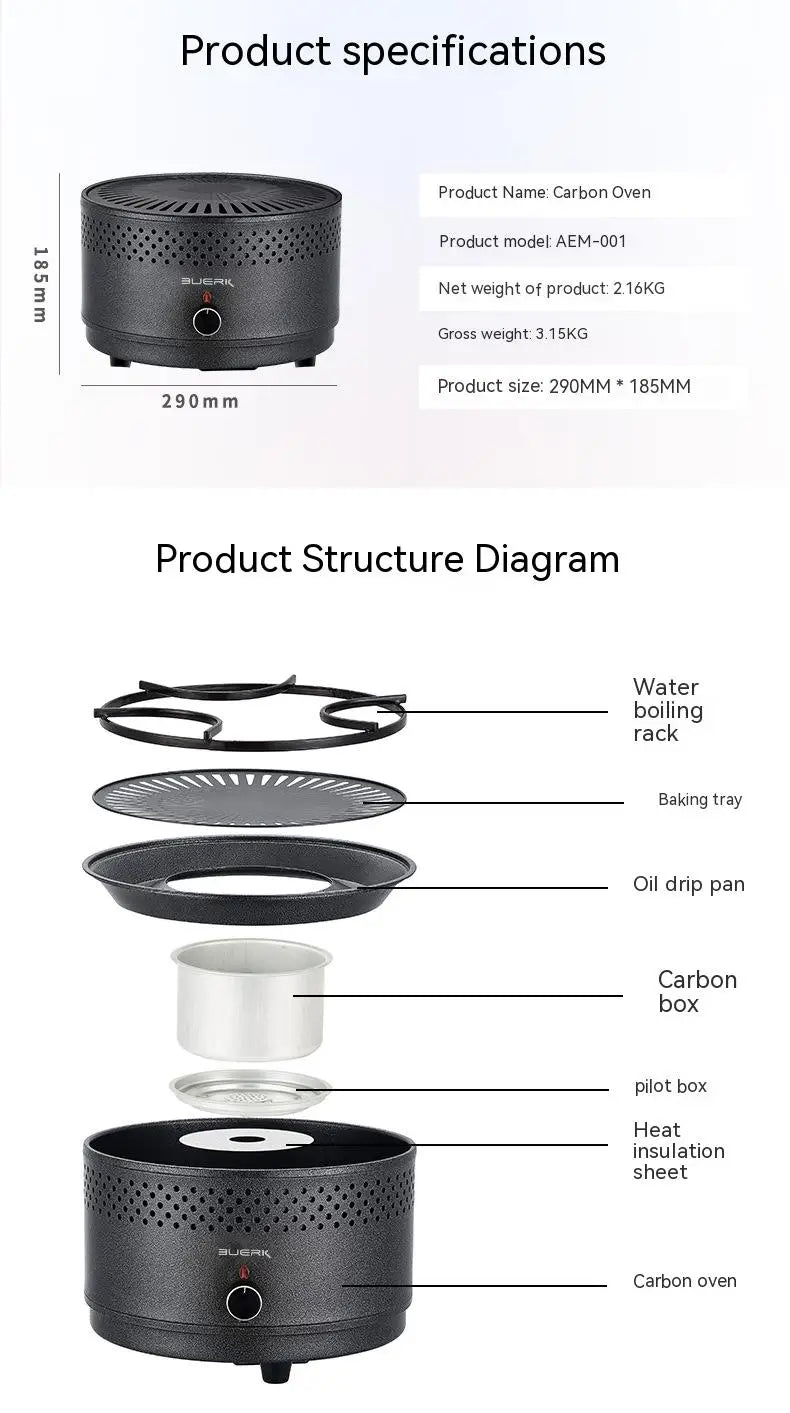 Outdoor BBQ barbecue stove multifunctional portable mini stainless steel adjustable firepower household charcoal barbecue stove