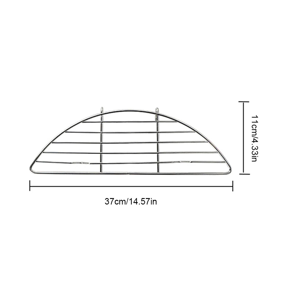 Stainless Steel Semi-Circular Oil Drain Rack Anti-Scorching Non-Stick Grill Rack for Outdoor Camping Barbeque Frying Pan Baking