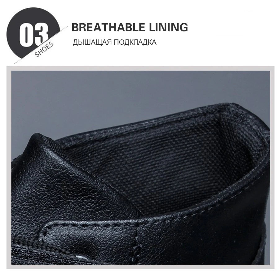 Ankle Boots Men Black PU Leather Shoes Autumn Winter Comfortable Platform Casual Shoes High-top 2022 Fashion Leahter Boots Man